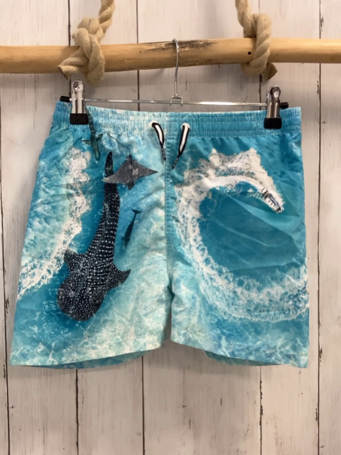 Molo  Badeshorts  Gr. 134  hellblau Schnellboot Wal 
