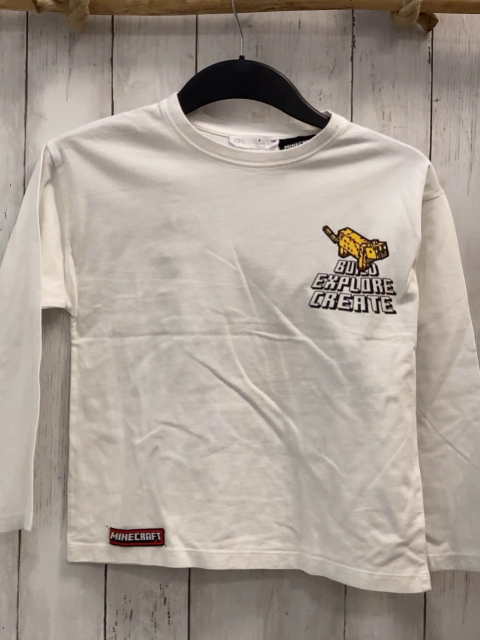 Zara  Langarmshirt  Gr. 134  weiß Minecraft 