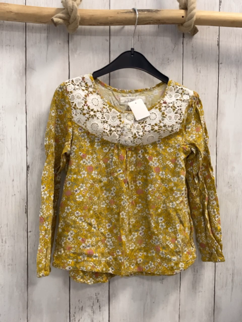 H&M Bluse Gr. 128  ocker Blumen Häkelbund