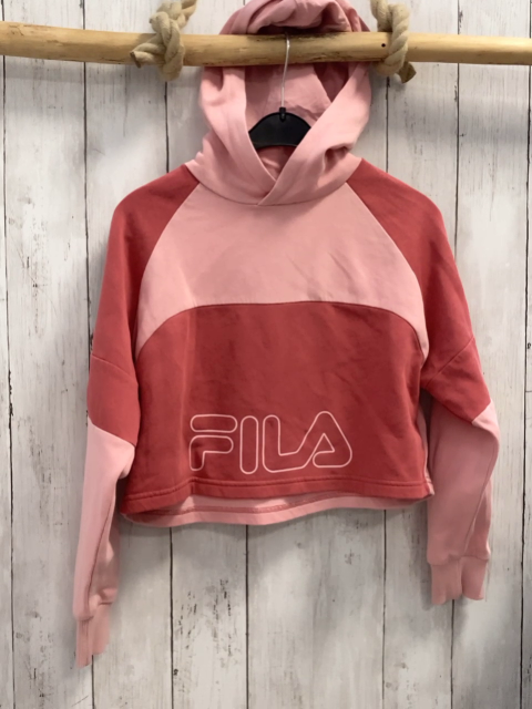 Fila Pullover Gr. 134  rosa rot Kapuze kurz geschnitten