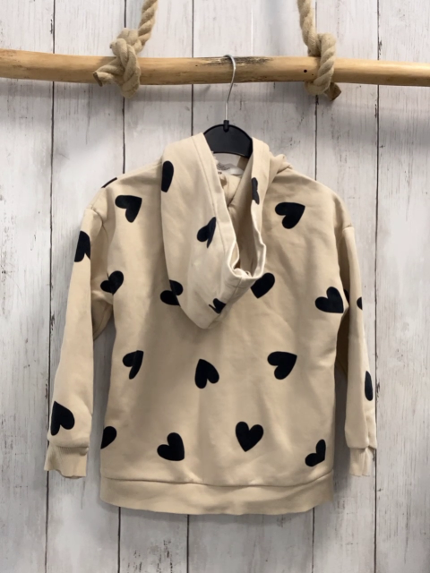 H&M Sweatjacke Gr. 110  beige schwarze Herzen