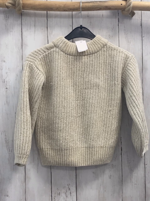   Pullover  Gr. 116  beige Strick Rippen Zöpfe 