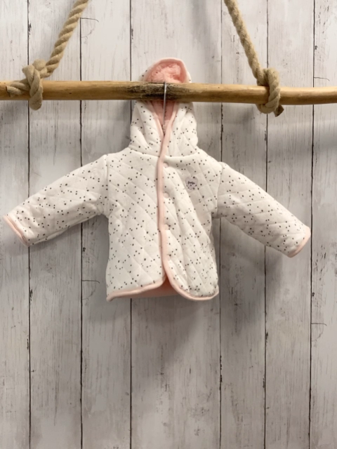  Wendejacke Gr. 56  weiß graue Sterne + rosa Plüsch