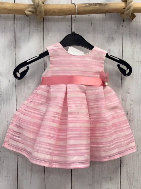 Mayoral  Kleid  Gr. 68  rosa weiß transparente Streifen rosa Gürtelband  weißes Unterkleid 