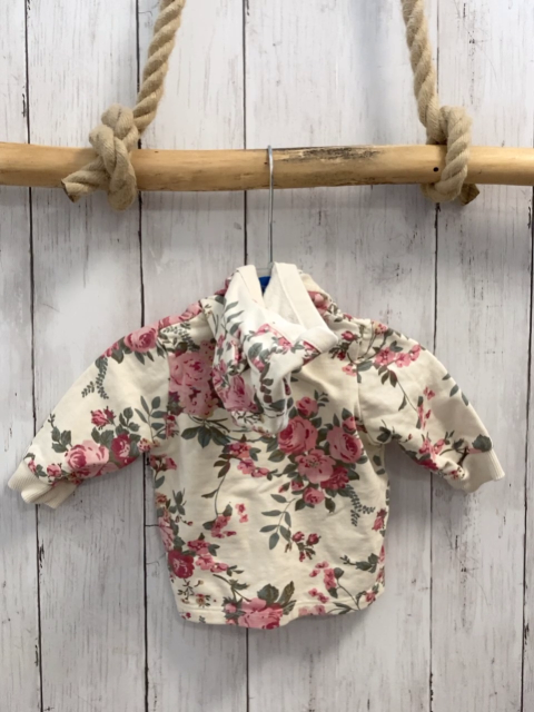 Next  Sweatjacke  Gr. 62  beige Blumen Kapuze 