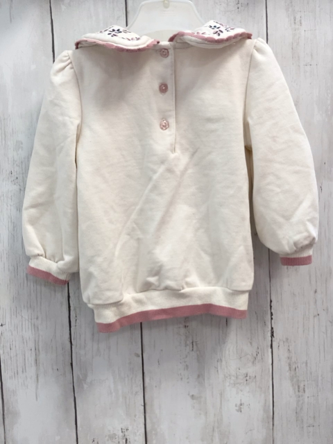 Cynthia Rowley  Pullover  Gr. 80  weiß großer Kragen mit Blumen rosa Bund 