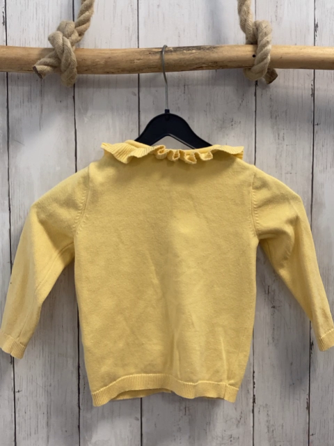   Strickjacke  Gr. 86  gelb gestickte Blumen Rüschenkragen 