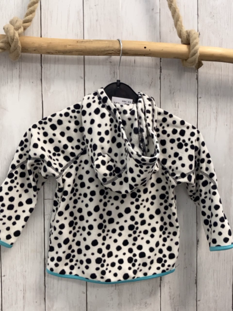 H&M  Fleecejacke  Gr. 92  weiß schwarze Pnkte hellblauer Bund + Reißverschluss 