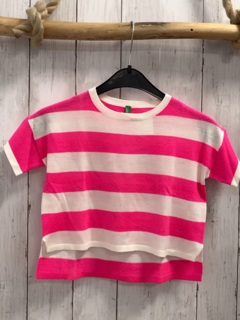 Benetton T-Shirt  Gr. 92  pink weiße Streifen Strick 