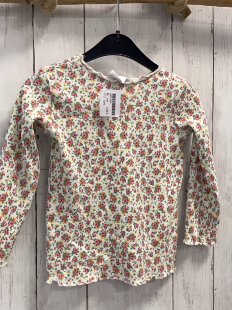 Zara  Langarsmhirt  Gr. 104  weiß Rippen Blumen 
