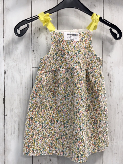 Zara  Kleid  Gr. 92  weiß Struktur kleine bunte Blumen gelbe Träger 