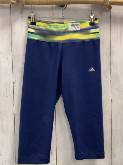 Adidas  Sportleggings  Gr. 146/152  blau + hellgrün gelb grauer Streifenbund