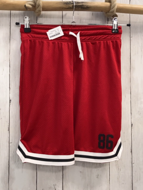 Terranova  Sportshorts  Gr. 152  rot Lochmuster weiß schwarzer Streifensaum weiße Kordel 