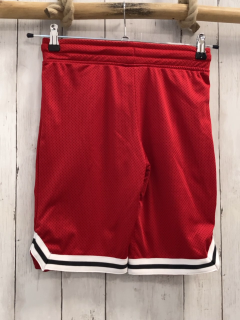Terranova  Sportshorts  Gr. 152  rot Lochmuster weiß schwarzer Streifensaum weiße Kordel 