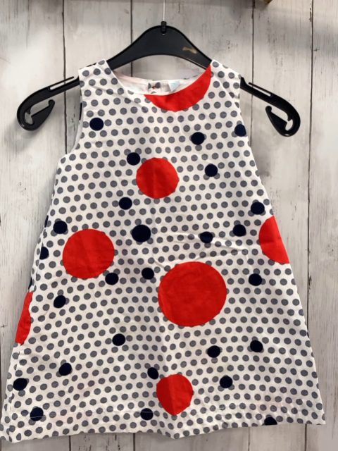 Obaibi Kleid  Gr. 98  weiß blau rote Punkte 
