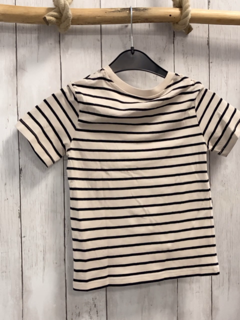 neu H&M T-Shirt  Gr. 110  beige schwarze Streifen 