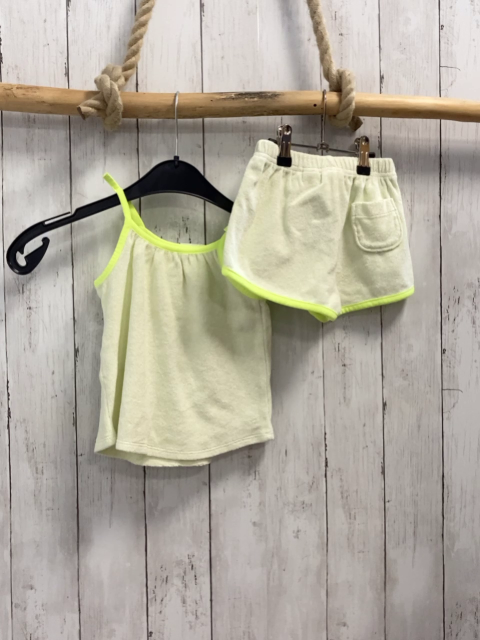 2tlg Zara  Top + Shorts  Gr. 98  creme Frottee gelber Bund 