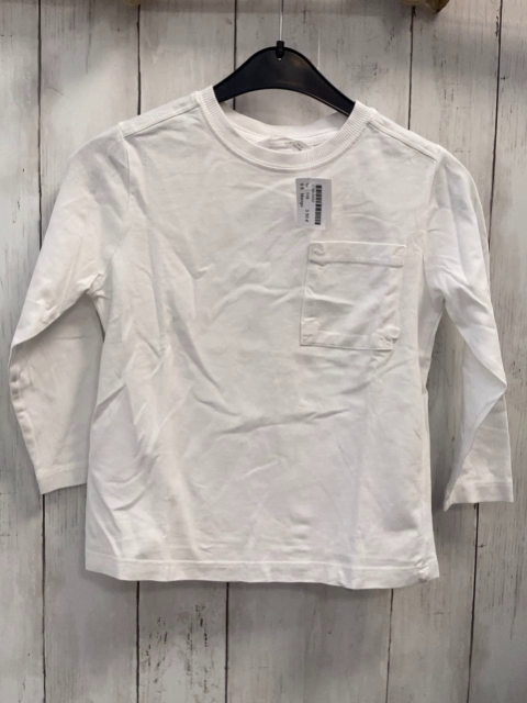 Mango  Langarmshirt  Gr. 116  weiß Brusttasche 