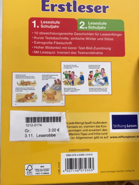 Leserobbe  Buch Geschichten für Erstleser 
