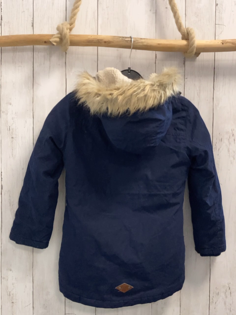   Wiinterjacke  Gr. 122  blau Kapuze mit Fellbund braune Applikationen 