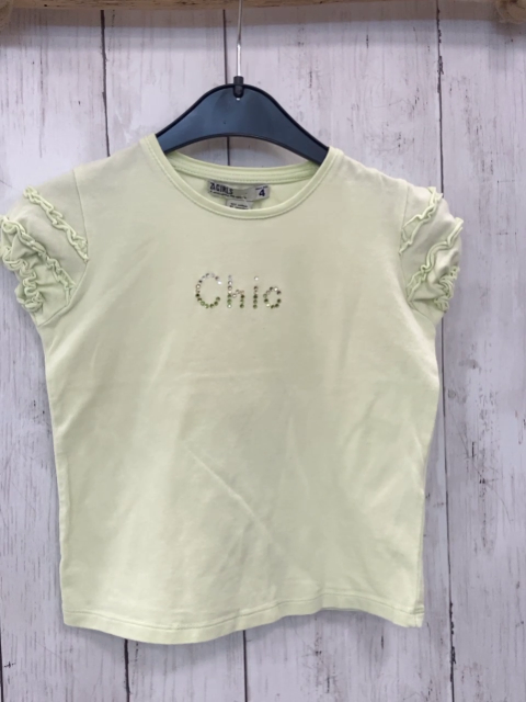 Zara  T-Shirt  Gr. 98  hellgrün Schrift aus Steinen 