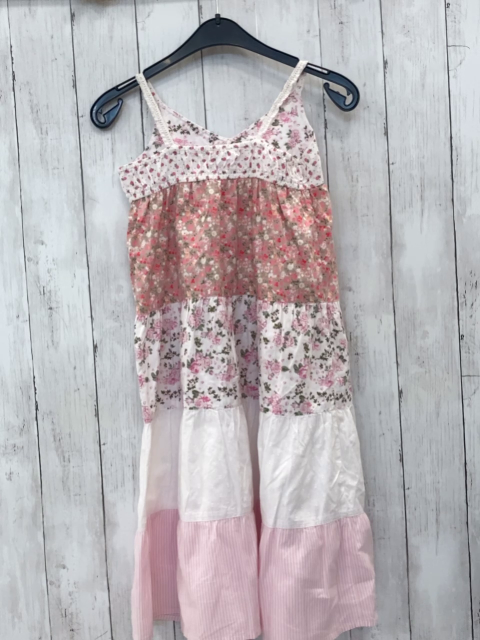 H&M  Kleid  Gr. 128  weiß graue Streifen mit Blumen + rosa weiße Streifen 