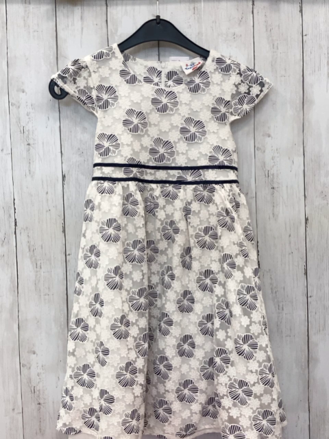   Kleid  Gr. 128  weiß zweilagig Überkleid mit blau weißen Blumen 