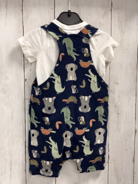 2tlg Playsuit + Body  Gr. 62  blau bunte Tiere + weiß 