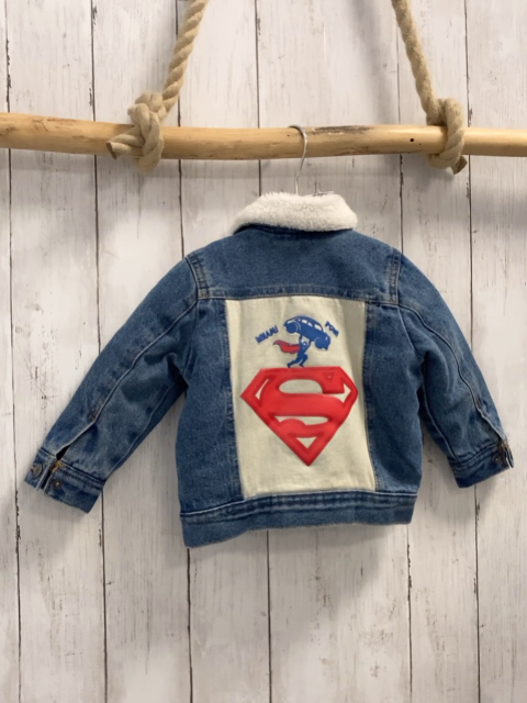   Jeansjacke  Gr. 80  blau weißer Plüschkragen 