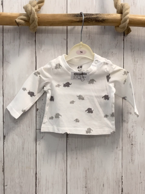 H&M Langarmshirt Gr. 50  weiß graue Elefanten