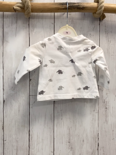 H&M Langarmshirt Gr. 50  weiß graue Elefanten