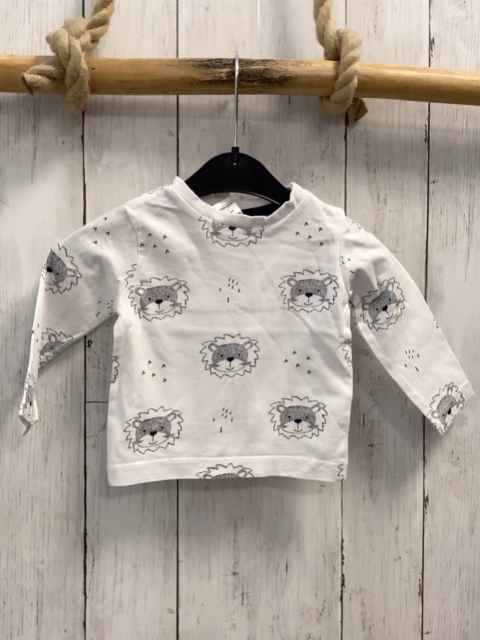 Pusblu Langarmshirt Gr. 68  weiß graue Löwenköpfe