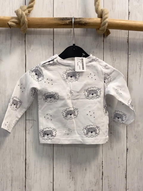 Pusblu Langarmshirt Gr. 68  weiß graue Löwenköpfe
