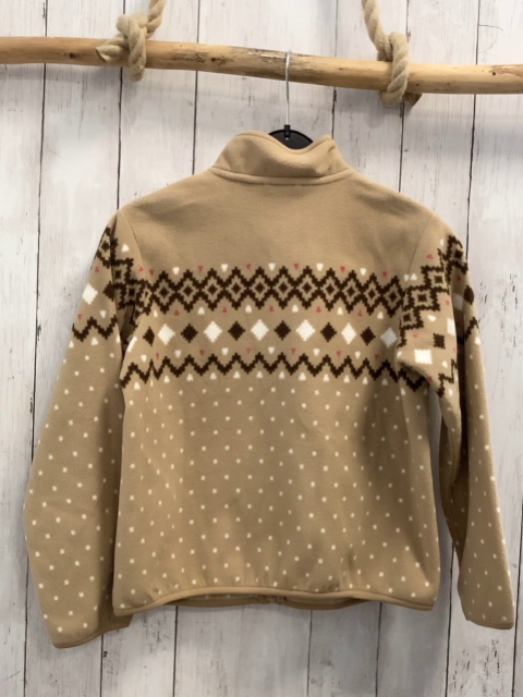 Uniqulo  Fleecejacke  Gr. 140  sand braun weiß beere Punkte Rauten und Zackenstreifen