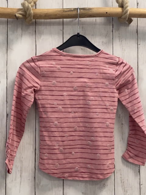   Langarmshirt  Gr. 110  rosa aubergine Streifen silber Blumen