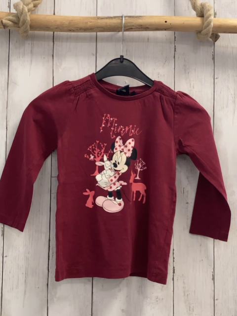 Disney  Langarmshirt  Gr. 104  weinrot Minnie Mouse Schrift 