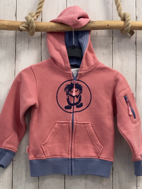 Trollkids  Sweatjacke  Gr. 104  rosa Kapuze hellblauer Bund + Reißverschlüsse 
