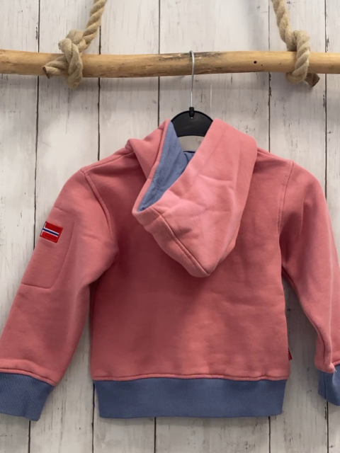 Trollkids  Sweatjacke  Gr. 104  rosa Kapuze hellblauer Bund + Reißverschlüsse 