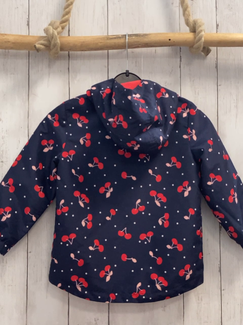   Jacke  Gr. 104  blau Kirschen weiße Punkte rotes Fleecefutter 