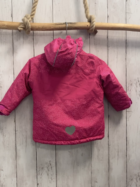   Winterjacke  Gr. 86  pink weiße Punkte grauer Tierkopf graues Fleecefutter 