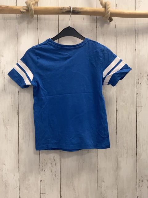   T-Shirt  Gr. 128  blau weiße Streifen am Ärml Sonic 