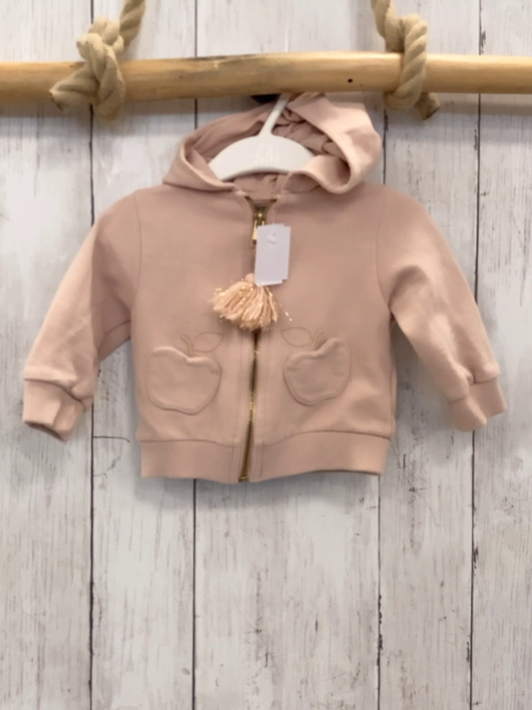 Emile et Ida  Sweatjacke  Gr. 68  rosa Kapuze Äpfel goldener Reißverschluss 