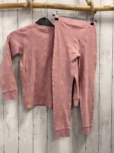 2tlg Next  Schlafanzug  Gr. 128  rosa gelbe Katzen