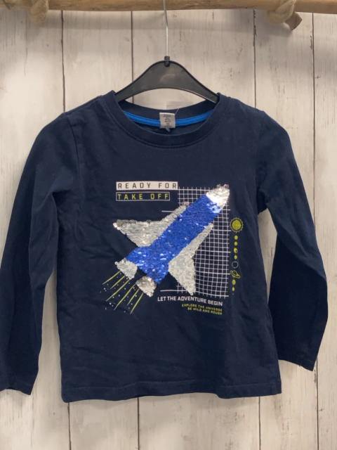  Langarmshirt Gr. 104  blau Pailettenrakete