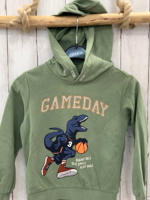 S´Oliver Pullover Gr. 116  grün blauer Dino Kapuze