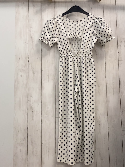 Zara  Jumpsuit  Gr. 122  weiß Struktur schwarze Punkte 