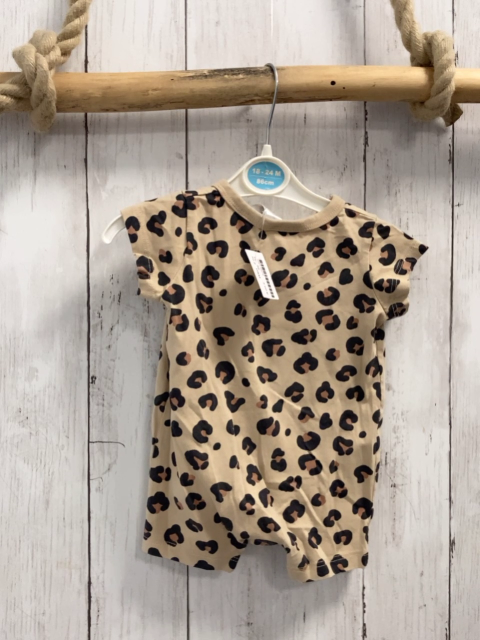 H&M  Playsuit  Gr. 56  beige schwarz braun leoprint 