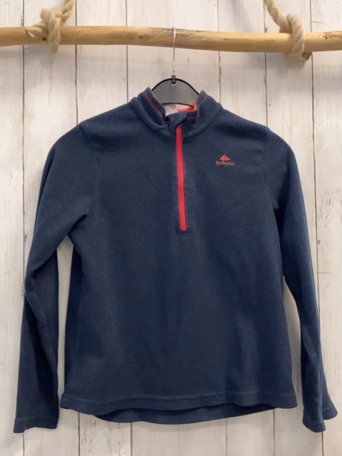 Decathlon Pullover  Gr. 140  blau Fleece roter Reißverschluss 
