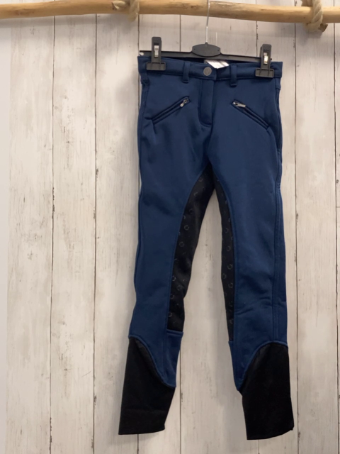   Reitleggings Gr. 140  blau schwarz mit gummierten Hufeisen 