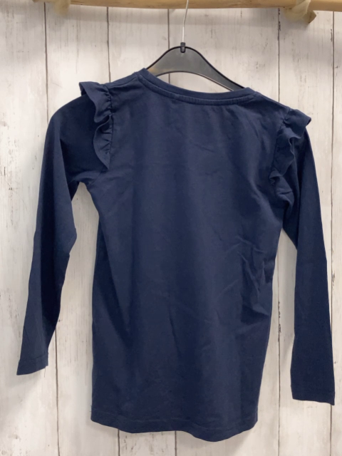   Langarmshirt Gr. 128  blau Rüschen an den Schultern kleine Bilder 